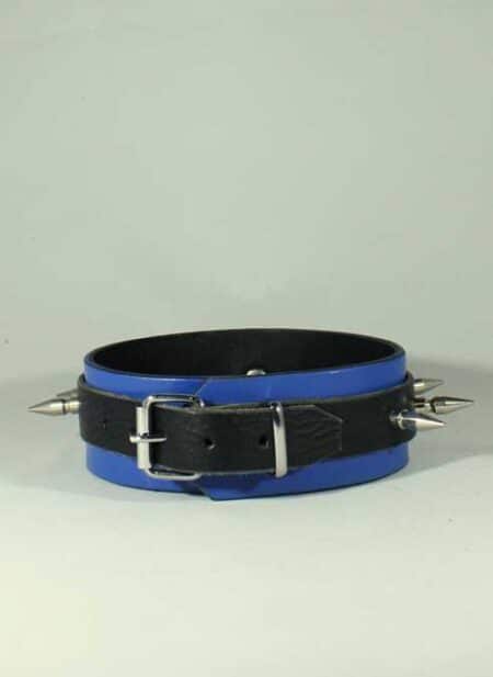 Leather Collar with Spikes Black