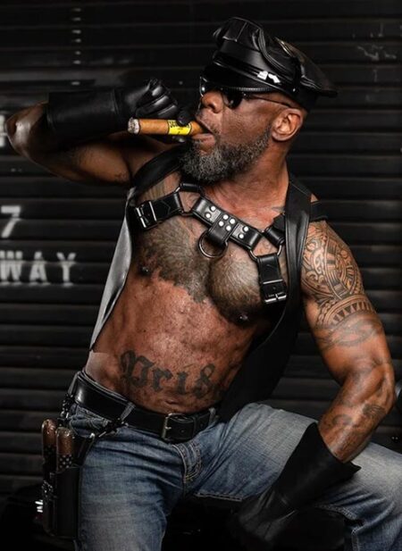 Mr. S Leather Biker Cap with Matte Brim 7 1/2 ~ 60 cm