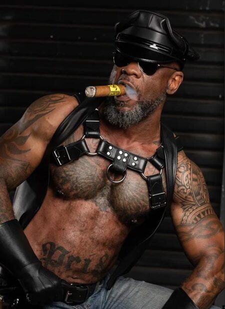 Mr. S Leather Biker Cap with Matte Brim 7 1/2 ~ 60 cm