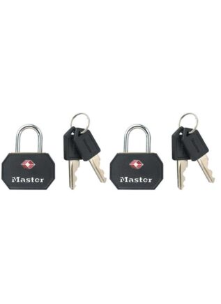 MasterLock 30 mm Aluminium TSA-Accepted Padlock Black 2-pack