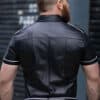 Mr. S Leather Piped Short Sleeve Police Shirt White Small