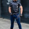 Mr. S Leather Piped Short Sleeve Police Shirt White Small