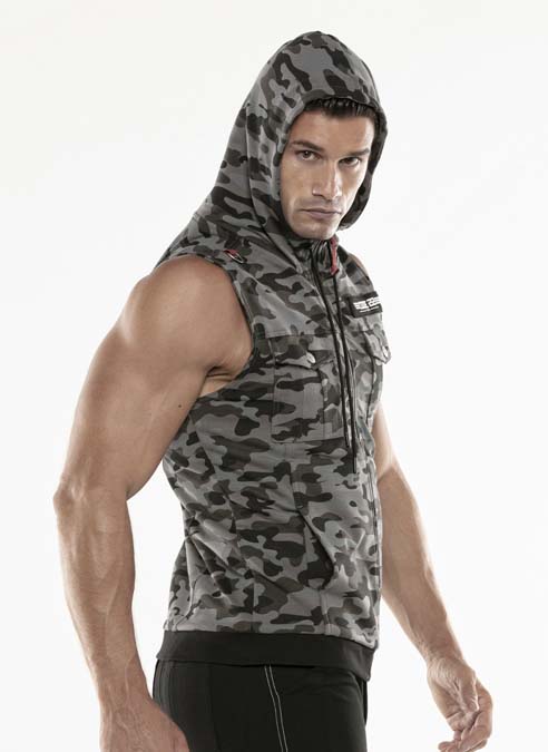 CODE 22 Cargo Sleeveless Hoody Grey Camo Large