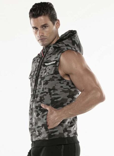 CODE 22 Cargo Sleeveless Hoody Grey Camo Large