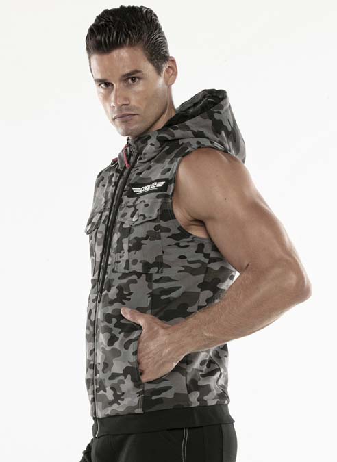 CODE 22 Cargo Sleeveless Hoody Grey Camo Large