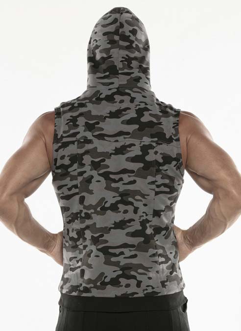 CODE 22 Cargo Sleeveless Hoody Grey Camo Large