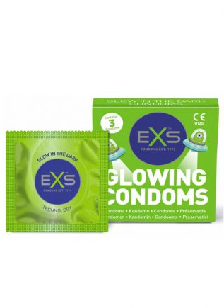 EXS Glow in the Dark Latex Condoms 186 x 53 mm 3 pack
