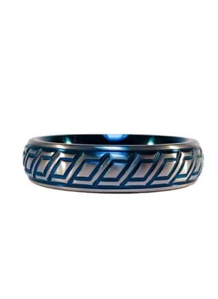 Black Label Blue Wave Stainless Steel Cock Ring 45 mm