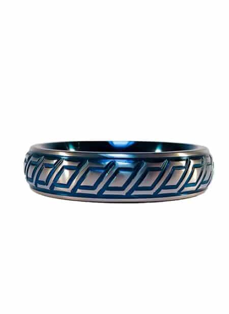 Black Label Blue Wave Stainless Steel Cock Ring 45 mm