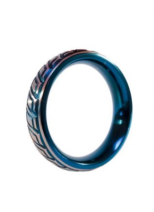Black Label Blue Wave Stainless Steel Cock Ring 45 mm