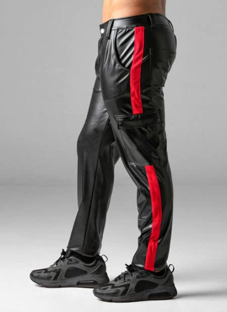 Locker Gear Leatherette Cargo Pants Red Medium