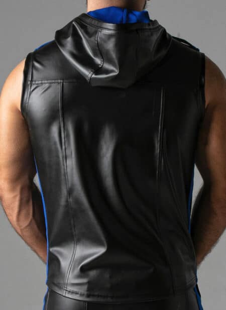 Locker Gear Leatherette Sleeveless Hoody Blue Extra large