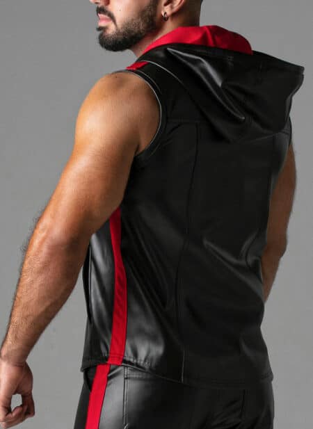 Locker Gear Leatherette Sleeveless Hoody Red Extra large