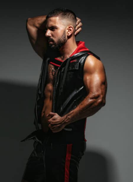 Locker Gear Leatherette Sleeveless Hoody Red Extra large