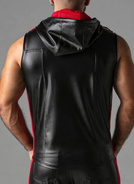 Locker Gear Leatherette Sleeveless Hoody Red Extra large