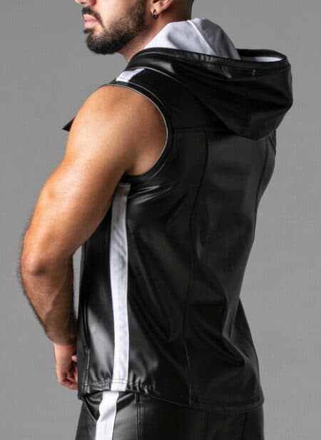 Locker Gear Leatherette Sleeveless Hoody White Small