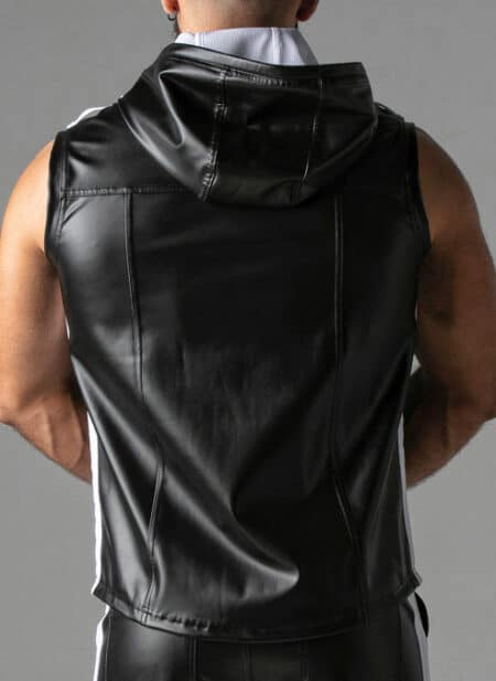 Locker Gear Leatherette Sleeveless Hoody White Small