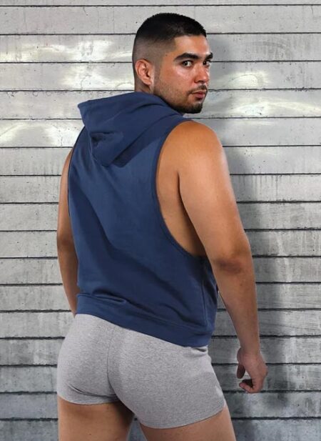 Mr. S Gym Class Sleeveless Hoodie Blue Small