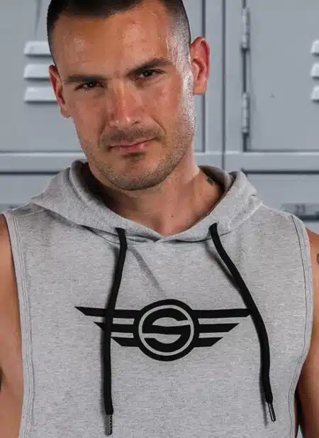 Mr. S Gym Class Sleeveless Hoodie Grey Large