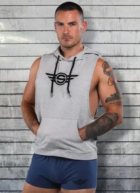 Mr. S Gym Class Sleeveless Hoodie Grey Large