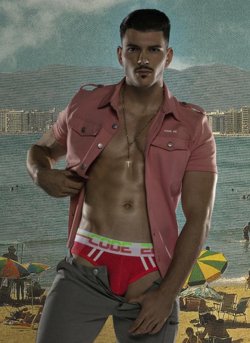 CODE 22 Neon Mesh Bottomless Briefs Pink Medium