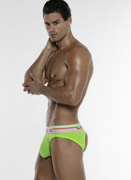 CODE 22 Neon Mesh Bottomless Briefs Lime Small