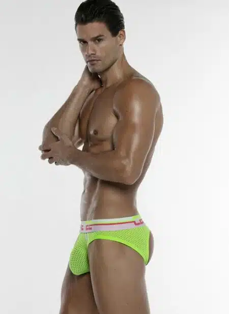 CODE 22 Neon Mesh Bottomless Briefs Lime Small