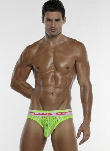 CODE 22 Neon Mesh Bottomless Briefs Lime Small
