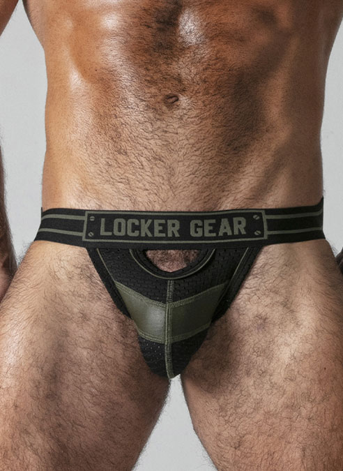 Locker Gear Jockstrap Front Opening Khaki Small
