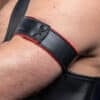 Mr. S Leather Bicepband 1.75" Piped Red Made to Fit