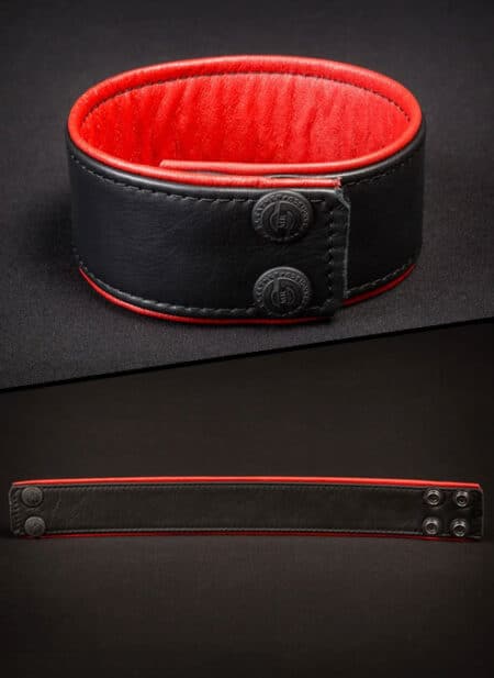 Mr. S Leather Bicepband 1.75" Piped Red Made to Fit