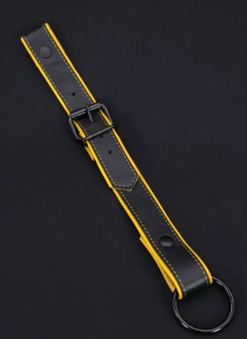 Mr. S Leather Cockstrap for Bulldog Harness Piped - Yellow