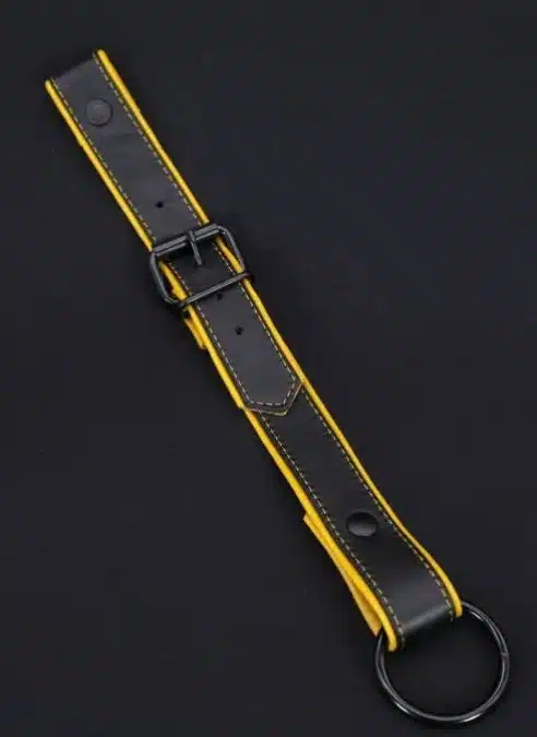 Mr. S Leather Cockstrap for Bulldog Harness Piped - Yellow