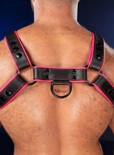 Mr. S Leather Hardline Bulldog Harness Pink Small/Medium