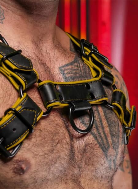 Mr. S Leather Hardline Bulldog Harness Yellow Extra large/XXL