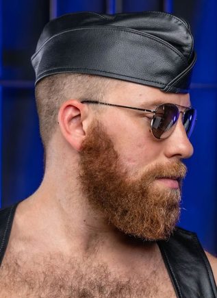 Mr. S Leather Garrison Cap Piped Blue Large