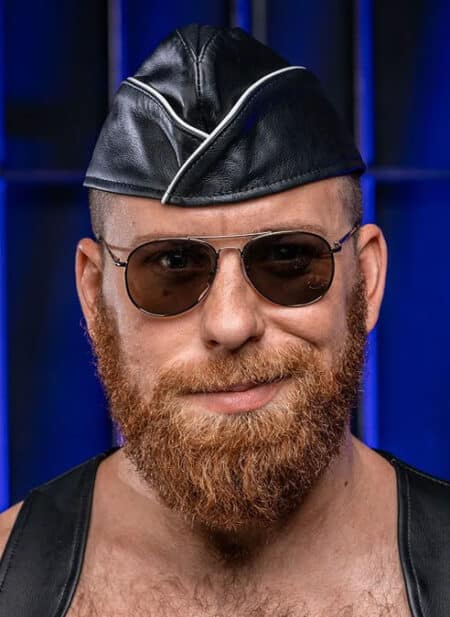 Mr. S Leather Garrison Cap Piped Blue Large