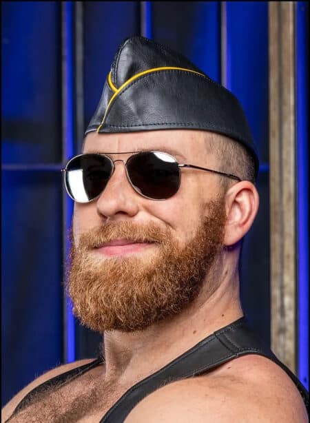 Mr. S Leather Garrison Cap Piped Blue Large