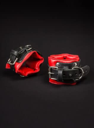 Mr. S Fetters Leather Padded Ankle Restraints Red