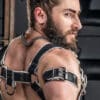 Mr. S Leather Piped Trojan Bicep Strap White Medium