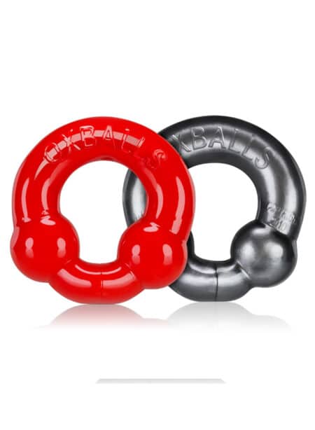 Oxballs Ultraballs Cock Ring 2-Pack Steel / Red