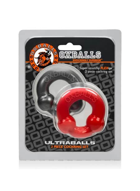 Oxballs Ultraballs Cock Ring 2-Pack Steel / Red