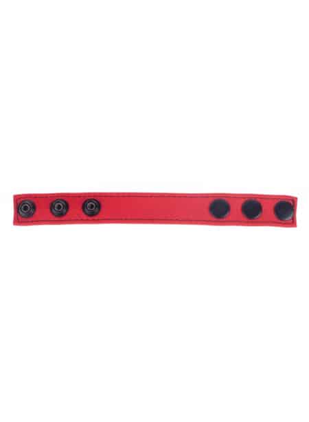 Leather Cockring with 3 snaps Red