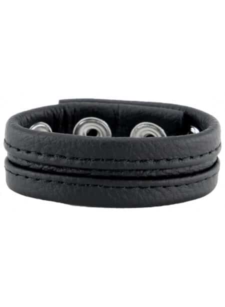 Leather Cockring with four snaps Black/Black