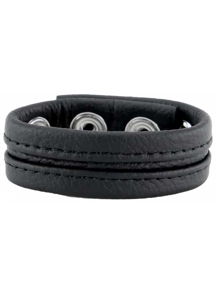 Leather Cockring with four snaps Black/Black