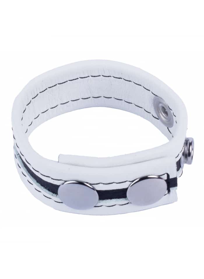 Leather Cockring with four snaps Black/Black