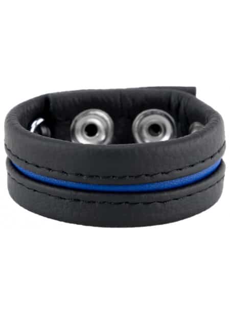 Leather Cockring with four snaps Black/Black