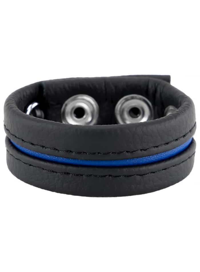 Leather Cockring with four snaps Black/Black