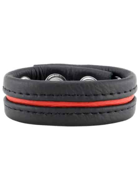 Leather Cockring with four snaps Black/Black