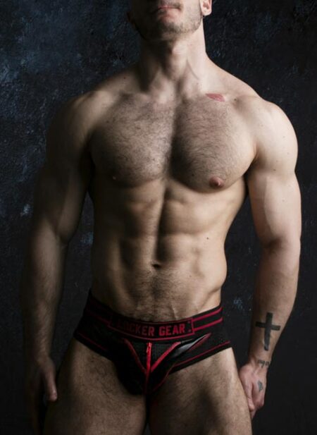 Locker Gear Briefjock with Zipper Red Small